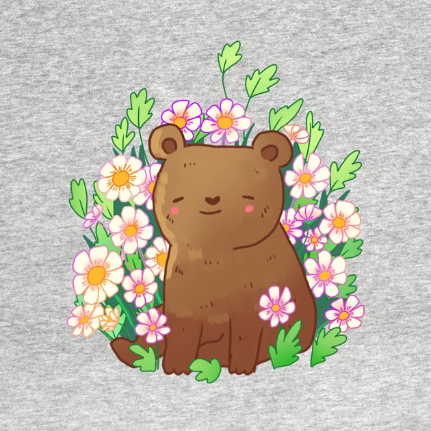 Cute bear with flowers by Mayarart